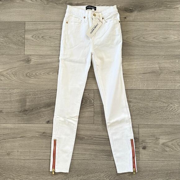 Etienne Marcel White High Rise Red Ankle Zipper Skinny Jeans Size 24 NWT $245 - Picture 4 of 12